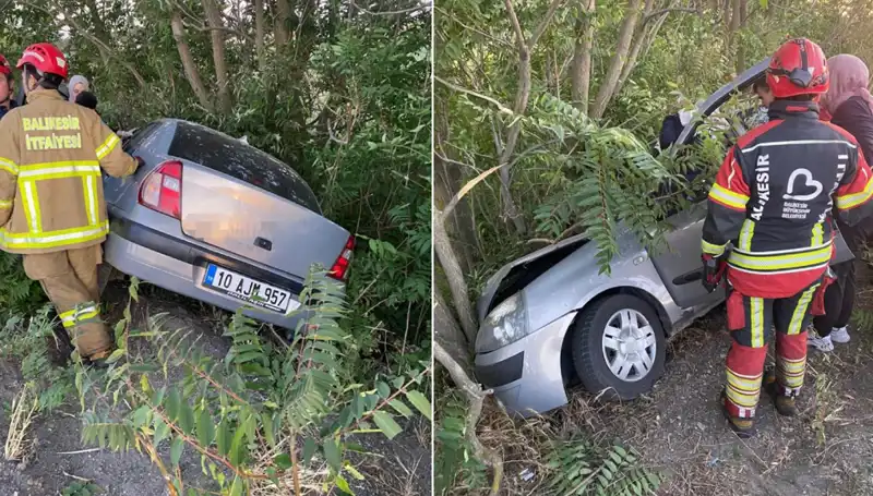 Balıkesir’de Skandal Kaza: Otomobil Şarampole Yuvarlandı, İki Yaralı